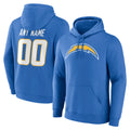 Kdoa Custom LA.Chargers Blue LOGO Pullover Hoodies Home Game Any Name & Numbers Stitched Jerseys