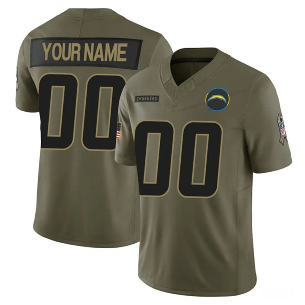 Kdoa Custom LA.Chargers Salute To Service Olive Limited Stitched Jerseys