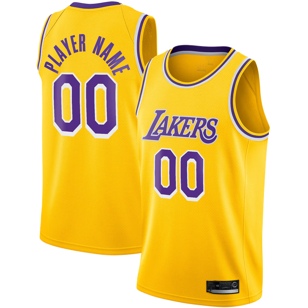 Kdoa Custom LA.Lakers Gold 2020-2021 Swingman Stitched Jerseys - Icon Edition