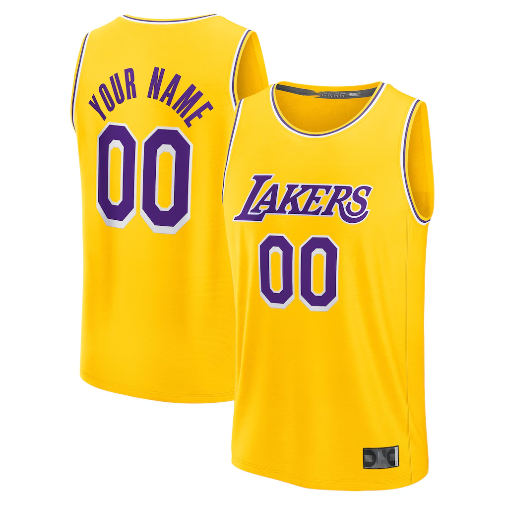 Kdoa Custom LA.Lakers Gold Fast Break Stitched Jerseys - Icon Edition
