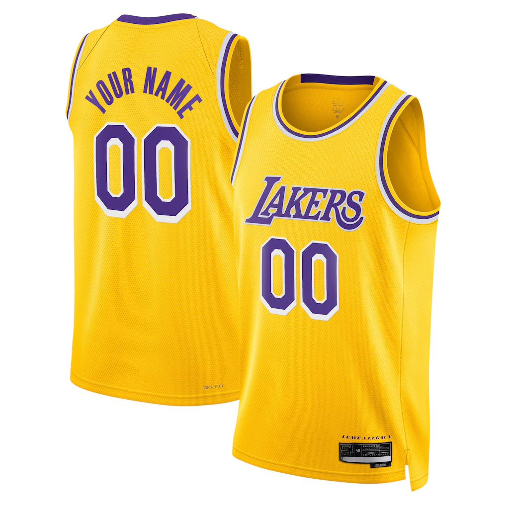 Kdoa Custom LA.Lakers Gold Swingman Stitched Jerseys - Icon Edition