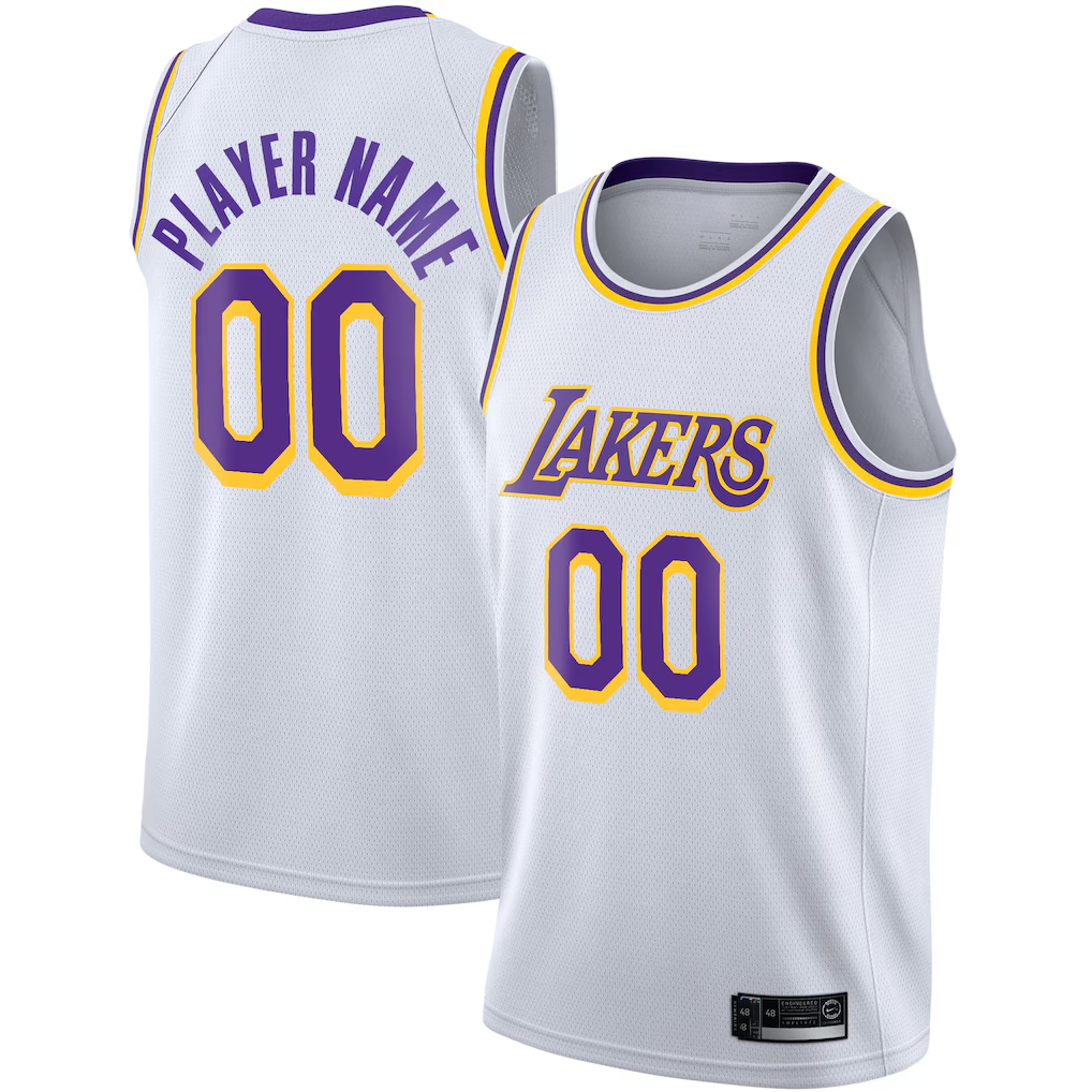 Kdoa Custom LA.Lakers White 2020-2021 Swingman Stitched Jerseys - Association Edition