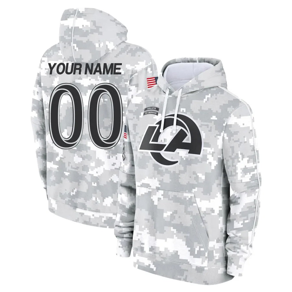 Kdoa Custom LA.Rams Arctic Camo Salute to Service Hoodies Limited Game Any Name & Numbers Stitched Jerseys