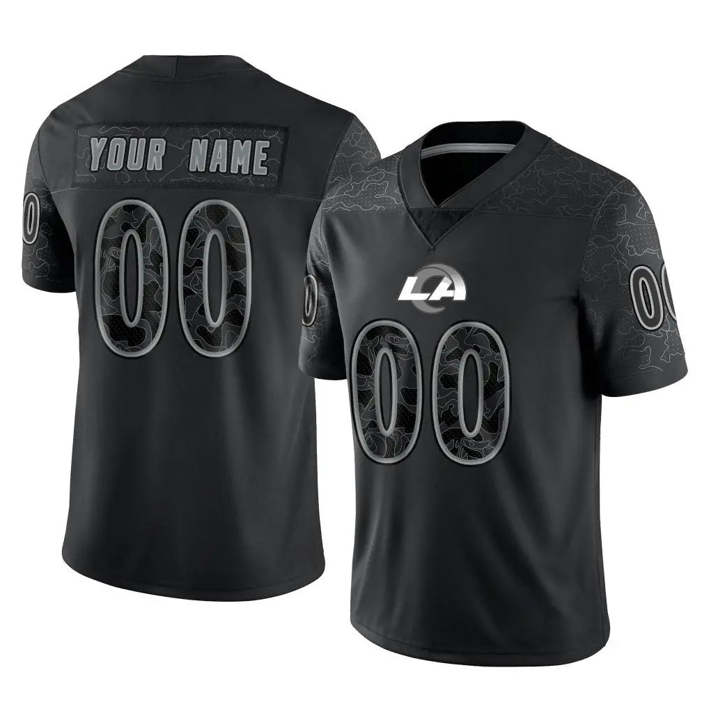 Kdoa Custom LA.Rams Black Limited Reflective Home Game Any Name & Numbers Stitched Jerseys