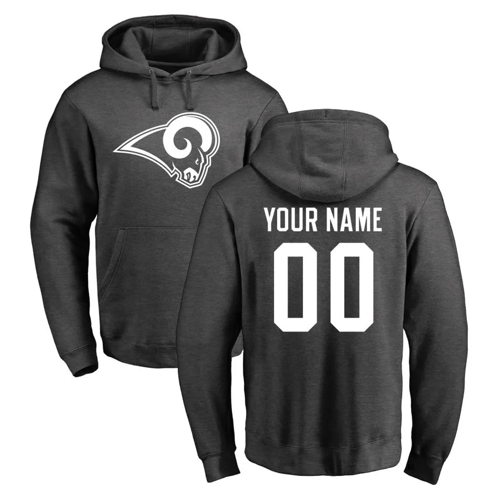 Kdoa Custom LA.Rams Gray Pullover Hoodie Limited Game Any Name & Numbers Stitched Jerseys