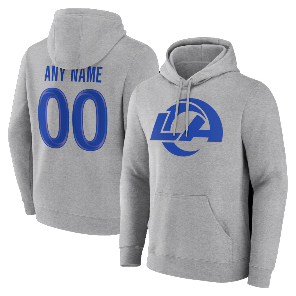 Kdoa Custom LA.Rams Light Gray Pullover Hoodie Limited Game Any Name & Numbers Stitched Jerseys