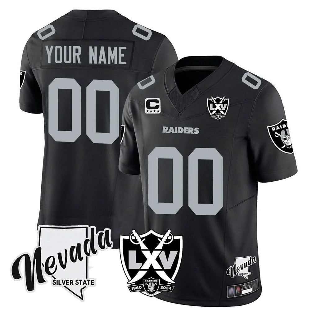 Kdoa Custom LV.Raiders Black 65th Anniversary Vapor Limited Home Game Any Name & Numbers Stitched Jerseys