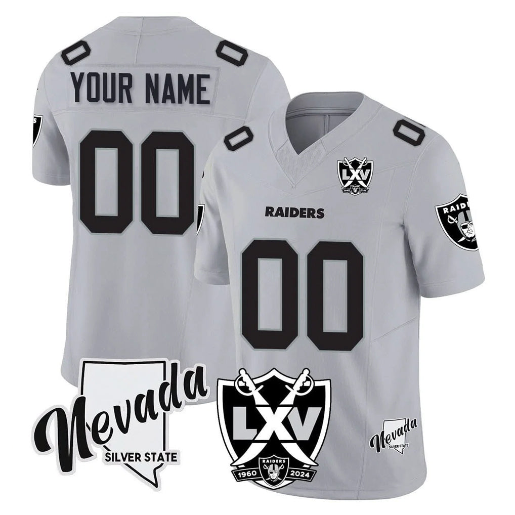 Kdoa Custom LV.Raiders Gray 65th Anniversary Vapor Limited Home Game Any Name & Numbers Stitched Jerseys