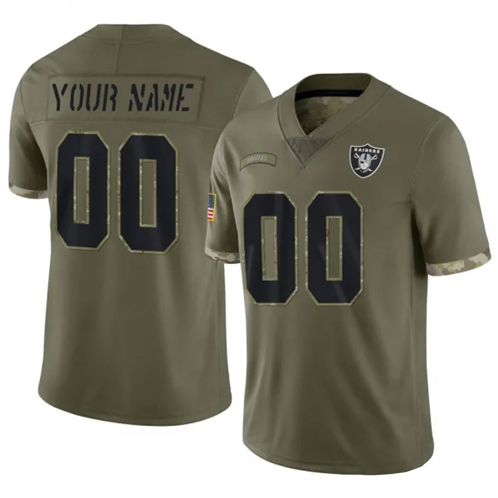 Kdoa Custom LV.Raiders  Salute To Service Olive Stitched Jerseys