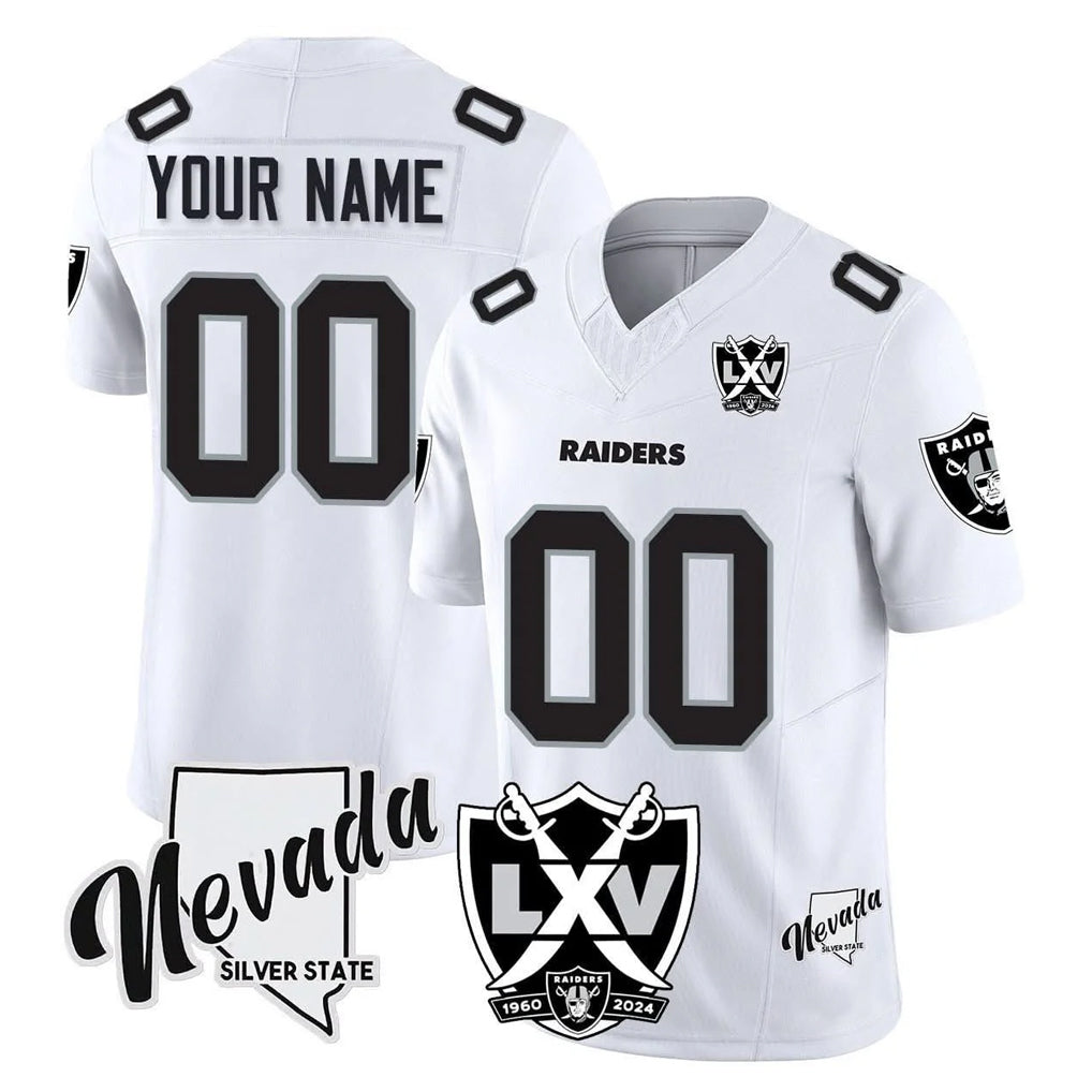 Kdoa Custom LV.Raiders White 65th Anniversary Vapor Limited Home Game Any Name & Numbers Stitched Jerseys