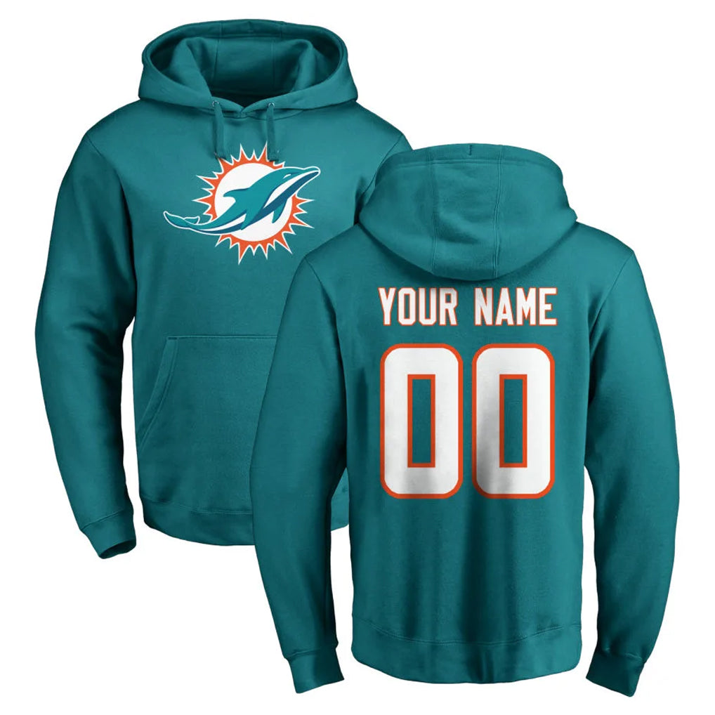 Kdoa Custom M.Dolphins Aqua LOGO Pullover Hoodies Limited Any Name & Numbers Stitched Jerseys
