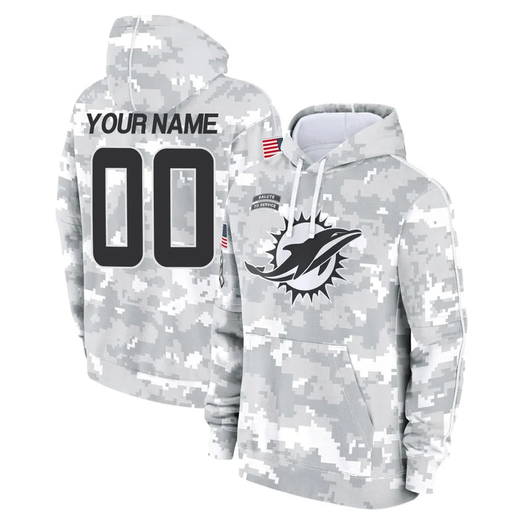 Kdoa Custom M.Dolphins Arctic Camo Salute to Service Hoodies Limited Game Any Name & Numbers Stitched Jerseys