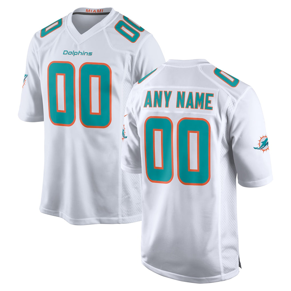 Kdoa Custom M.Dolphins White Game Home Any Name & Numbers Stitched Jerseys