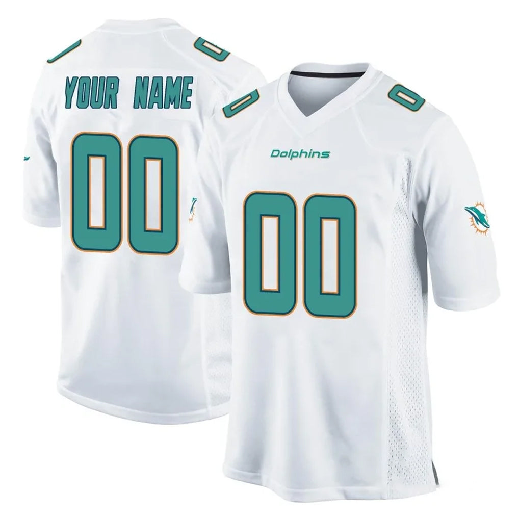 Kdoa Custom M.Dolphins White Home Game Any Name & Numbers Stitched Jerseys