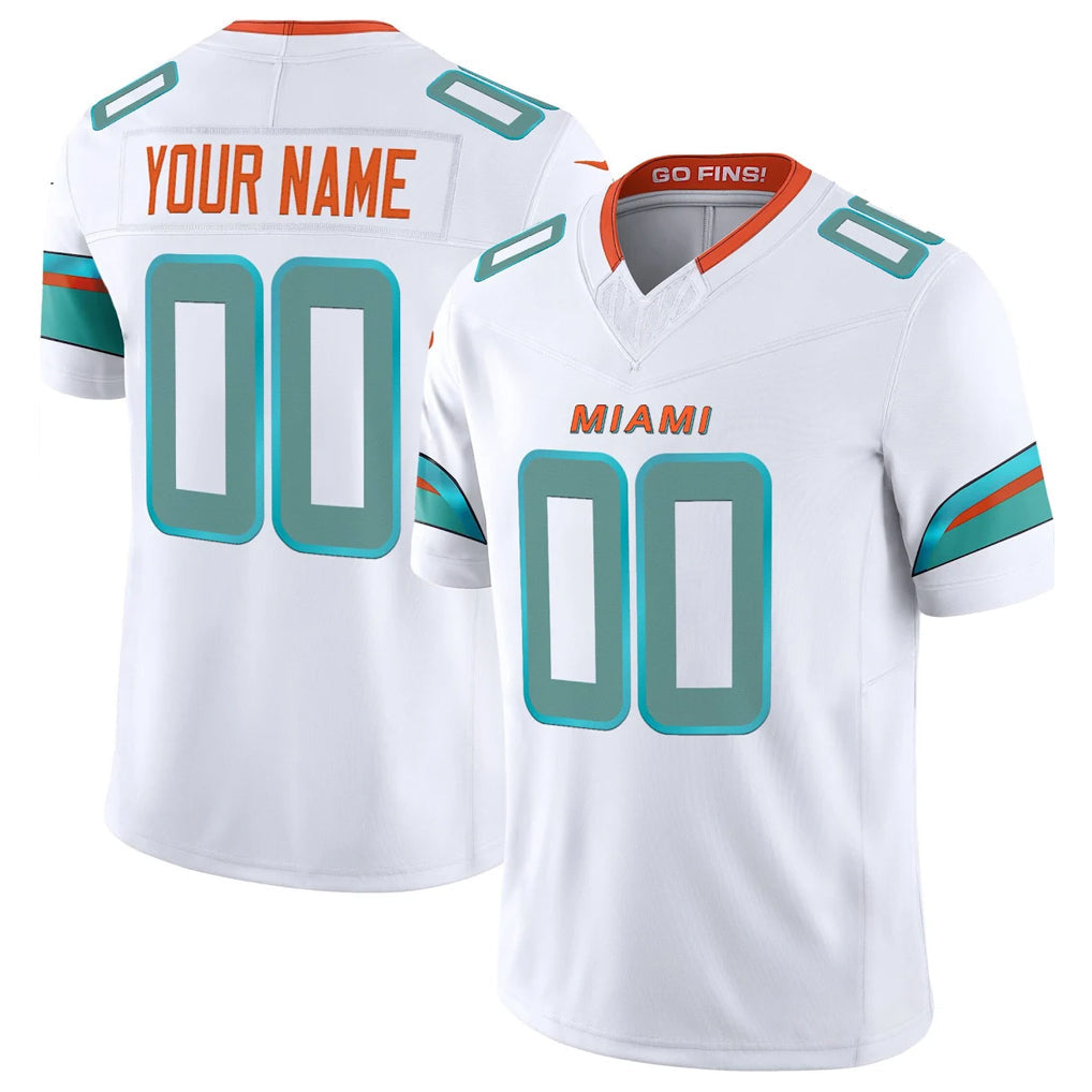 Kdoa Custom M.Dolphins White Limited Vapor F.U.S.E. Home Game Any Name & Numbers Stitched Jerseys