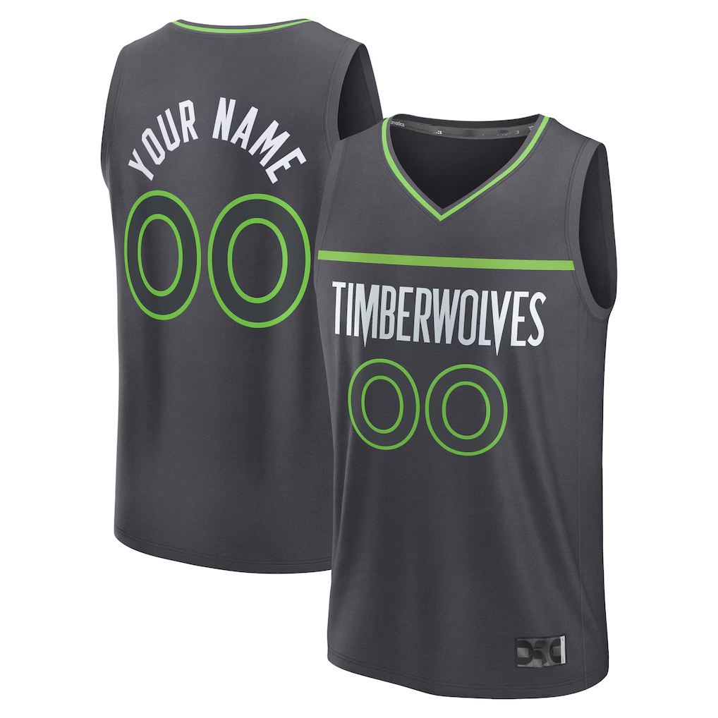 Kdoa Custom M.Timberwolves Anthracite Fast Break Stitched Jerseys- Icon Edition