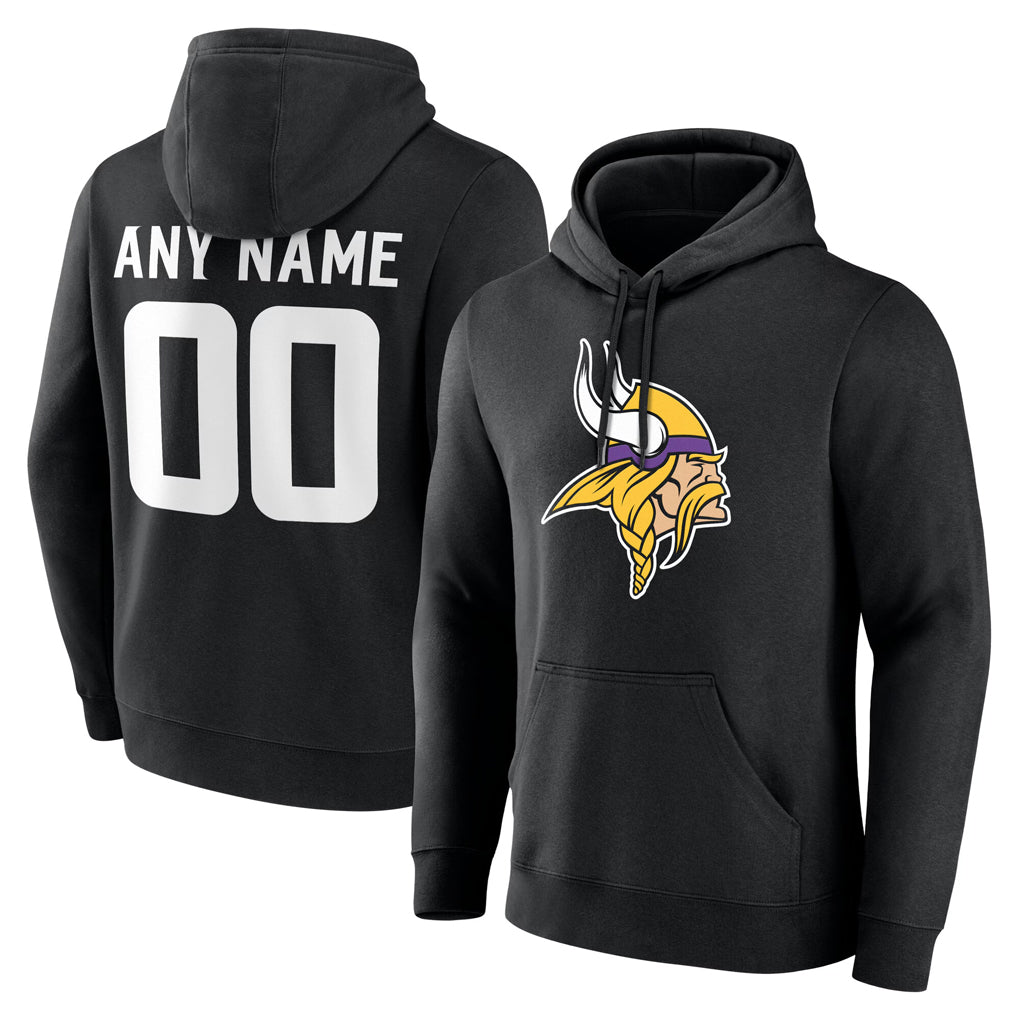 Kdoa Custom MN.Vikings Black LOGO Pullover Hoodies Limited Any Name & Numbers Stitched Jerseys