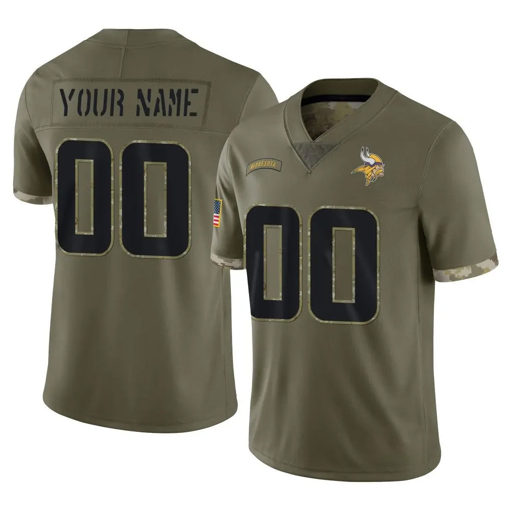 Kdoa Custom MN.Vikings Olive Salute To Service Limited Any Name & Numbers Stitched Jerseys