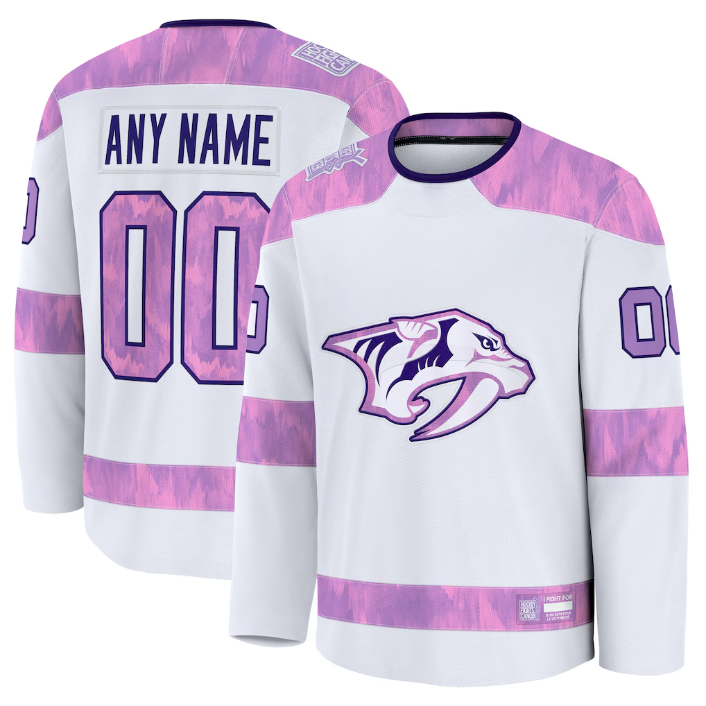 Kdoa Custom N.Predators White 2024 Hockey Fights Cancer Practice Jerseys
