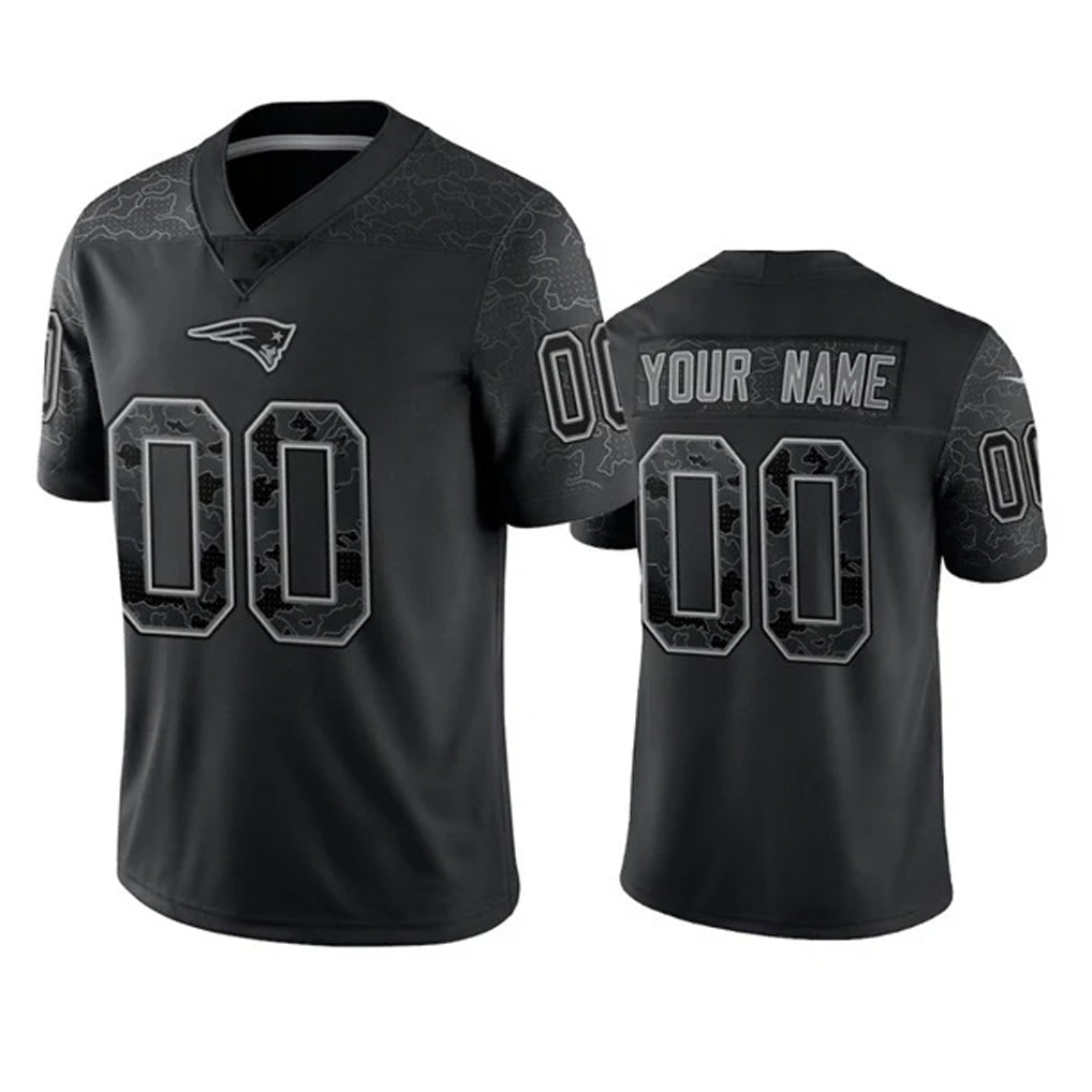 Kdoa Custom NE.Patriots Black Reflective LImited Home Game Any Name & Numbers Stitched Jerseys