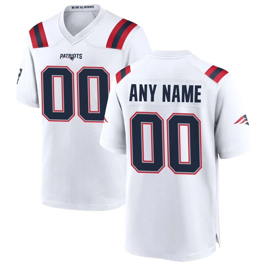 Kdoa Custom NE.Patriots White Home Game Any Name & Numbers Stitched Jerseys