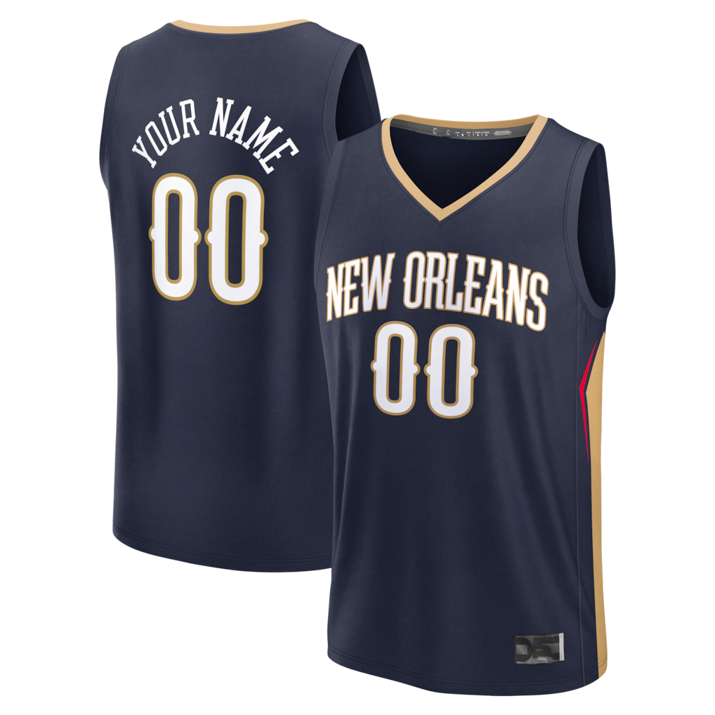 Kdoa Custom NO.Pelicans Navy Fast Break Stitched Jerseys- Icon Edition