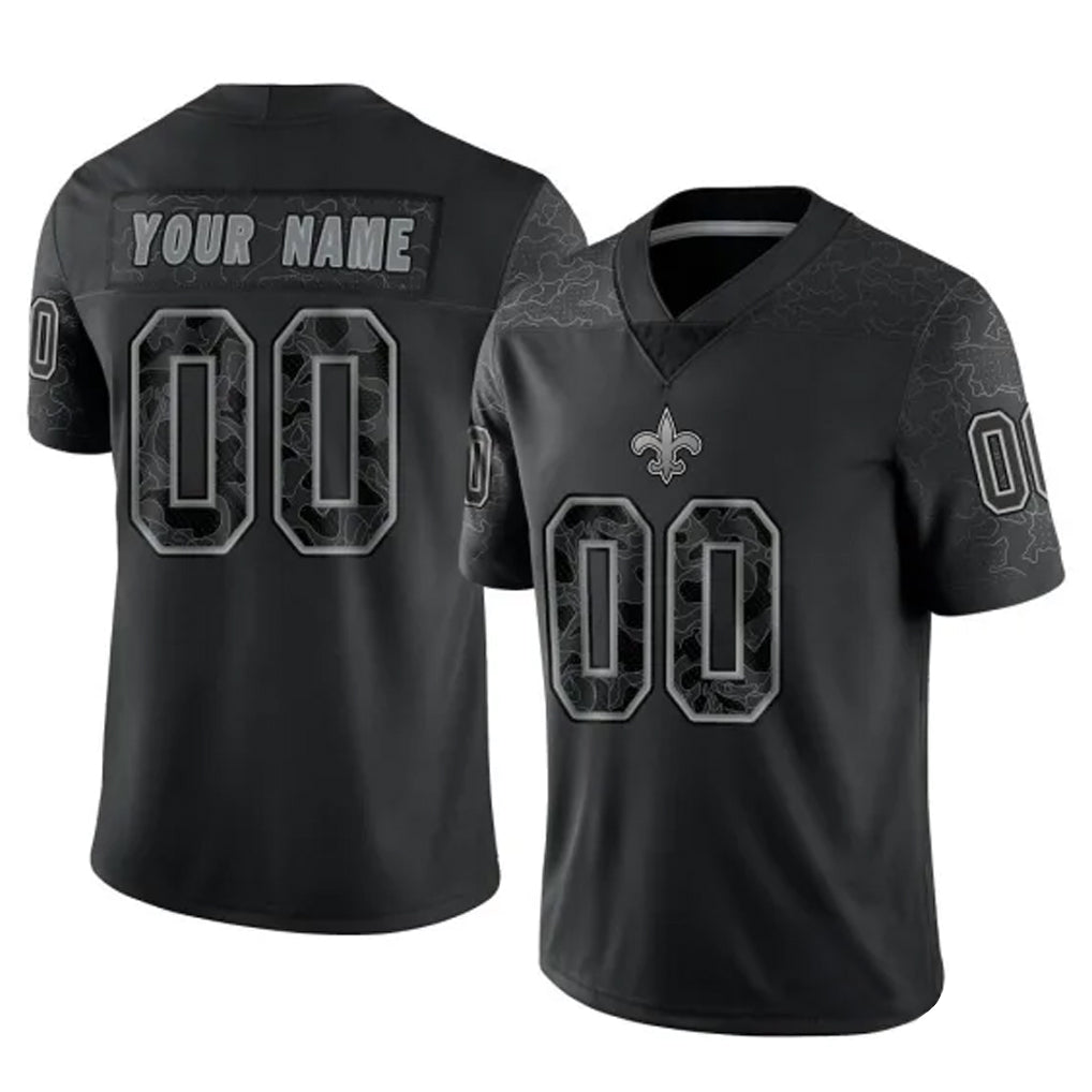 Kdoa Custom NO.Saints Black Limited Reflective Home Game Any Name & Numbers Stitched Jerseys
