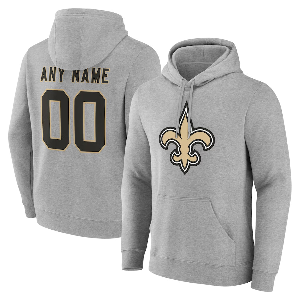 Kdoa Custom NO.Saints Gray LOGO Pullover Hoodies Limited Any Name & Numbers Stitched Jerseys