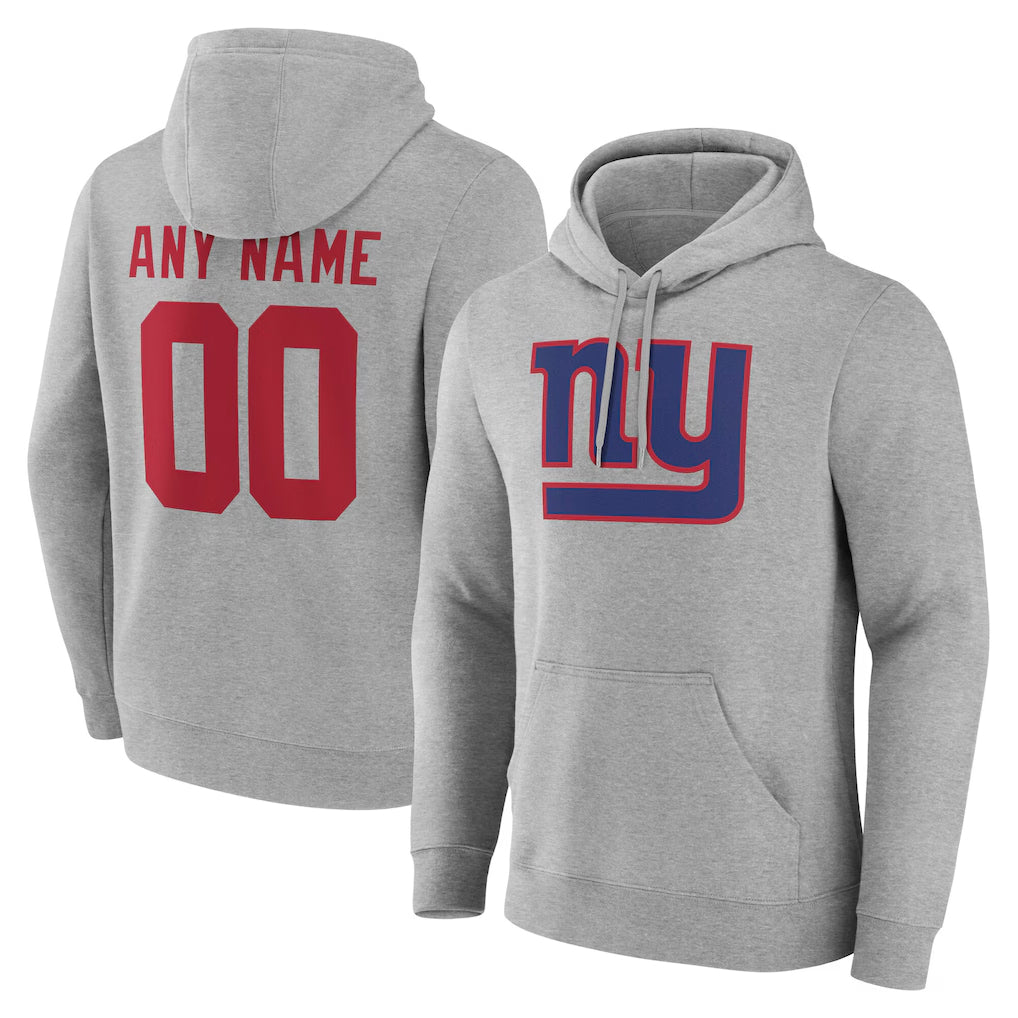 Kdoa Custom NY.Giants Gray Pullover Hoodies Limited Game Any Name & Numbers Stitched Jerseys