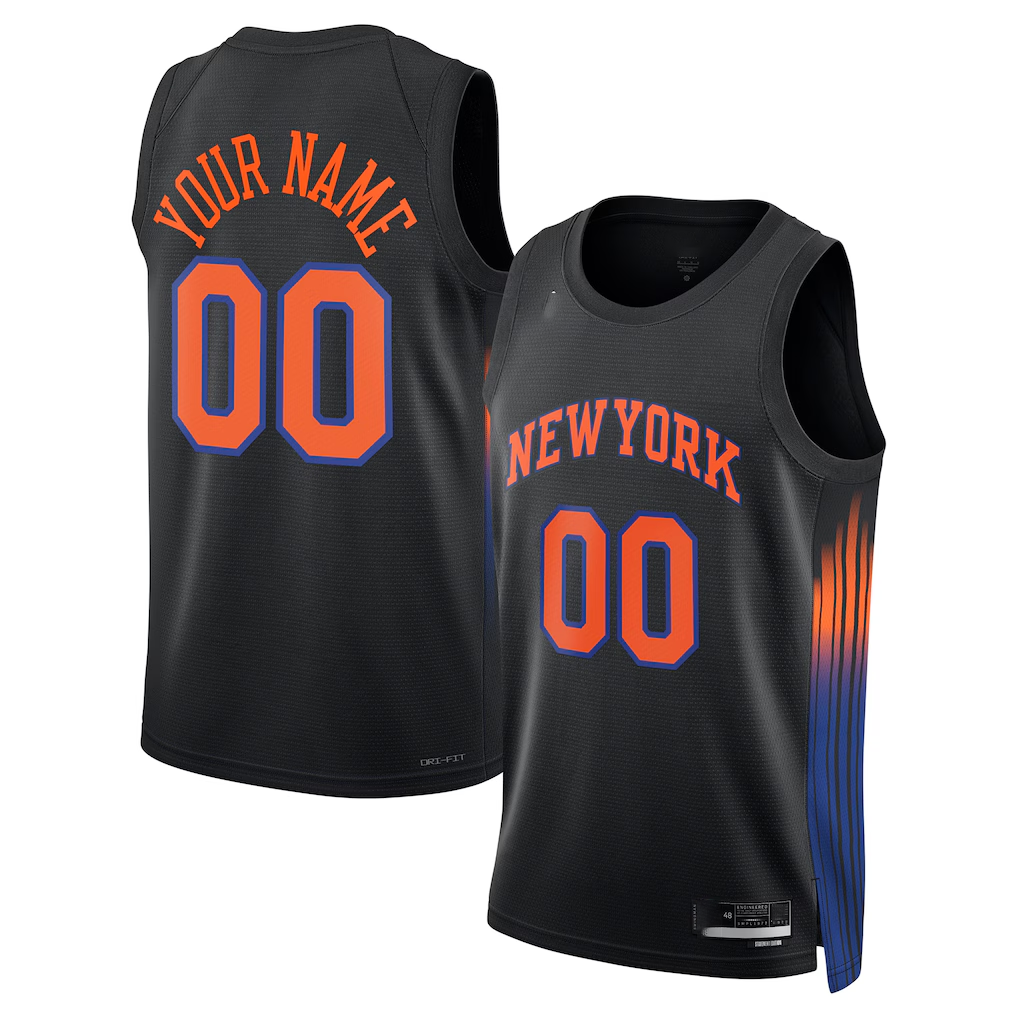 Kdoa Custom NY.Knicks Black Swingman Jerseys - Statement Edition