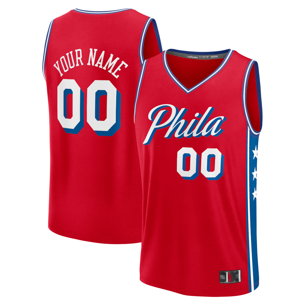 Kdoa Custom P.76ers Red Fast Break Jerseys - Icon Edition