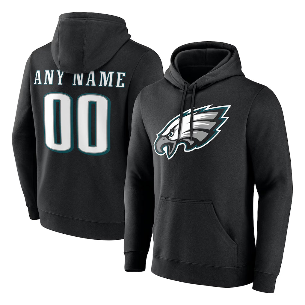 Kdoa Custom P.Eagles Black LOGO Pullover Hoodies Home Game Any Name & Numbers Stitched Jerseys