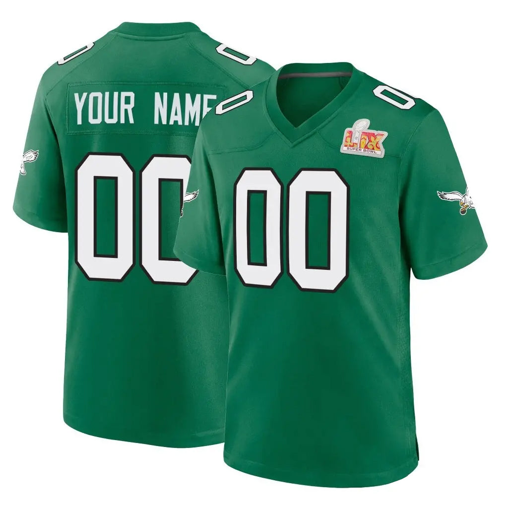 Kdoa Custom P.Eagles Green Kelly Alternate Super Bowl LIX Home Game Any Name & Numbers Stitched Jerseys