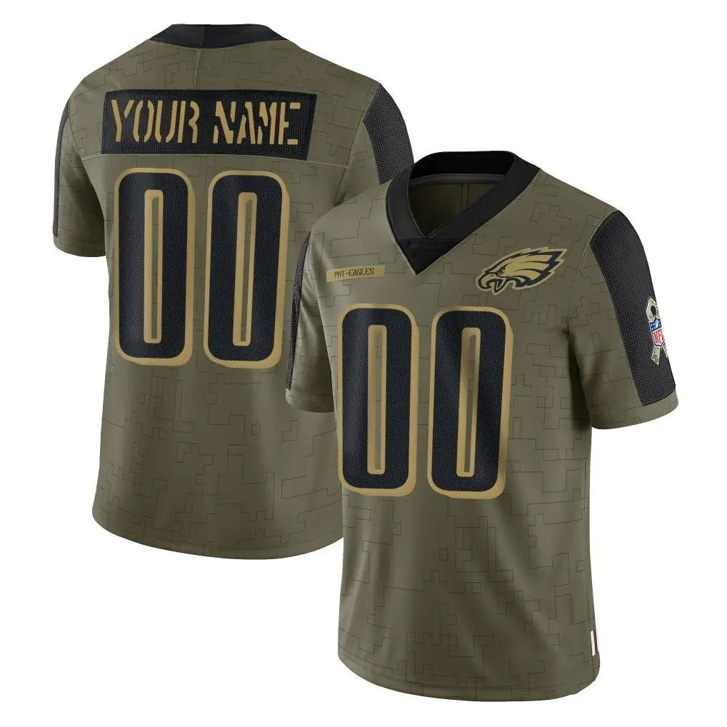 Kdoa Custom P.Eagles Olive Salute To Service Limited Game Any Name & Numbers Stitched Jerseys