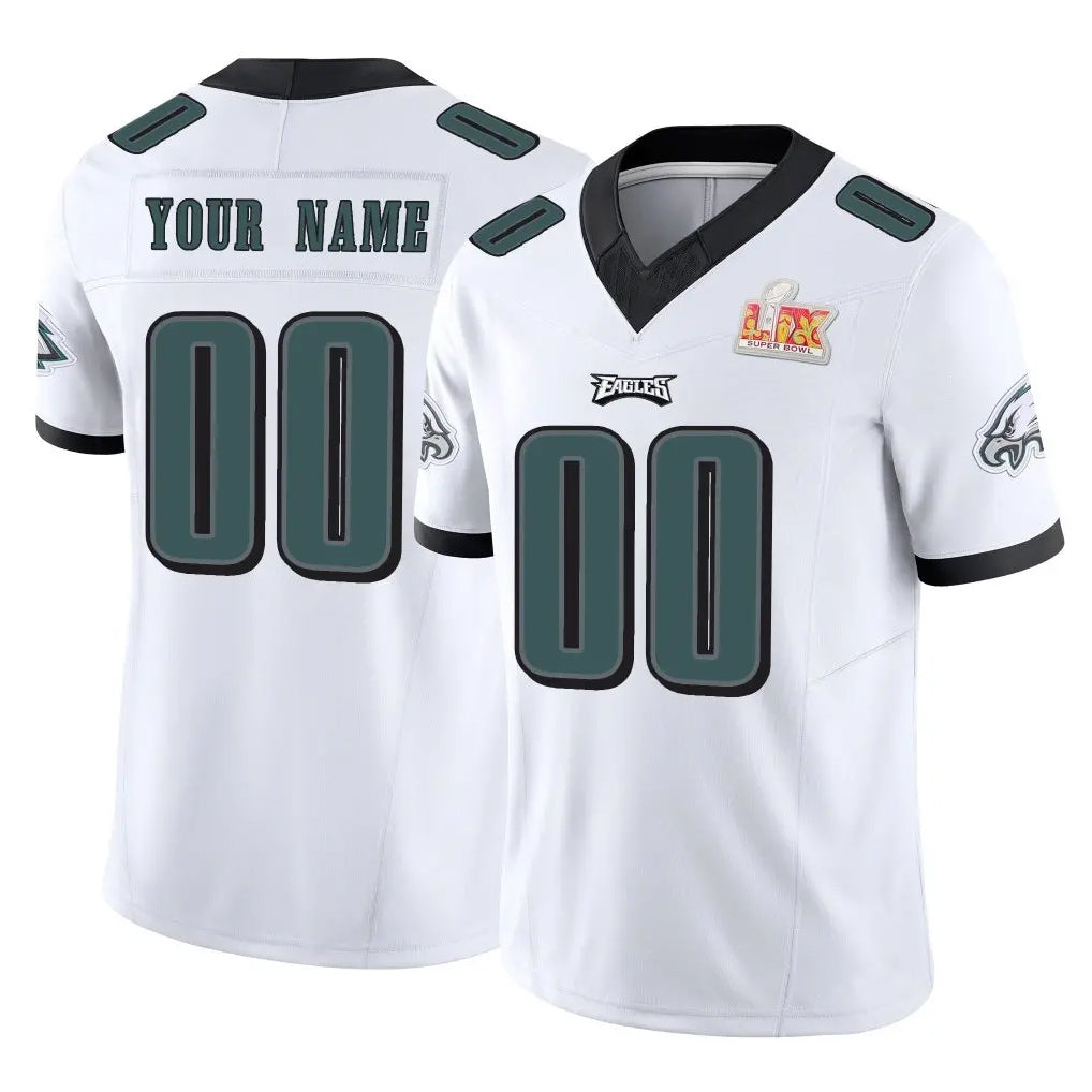 Kdoa Custom P.Eagles White Limited Vapor F.U.S.E. Super Bowl LIX Home Game Any Name & Numbers Stitched Jerseys