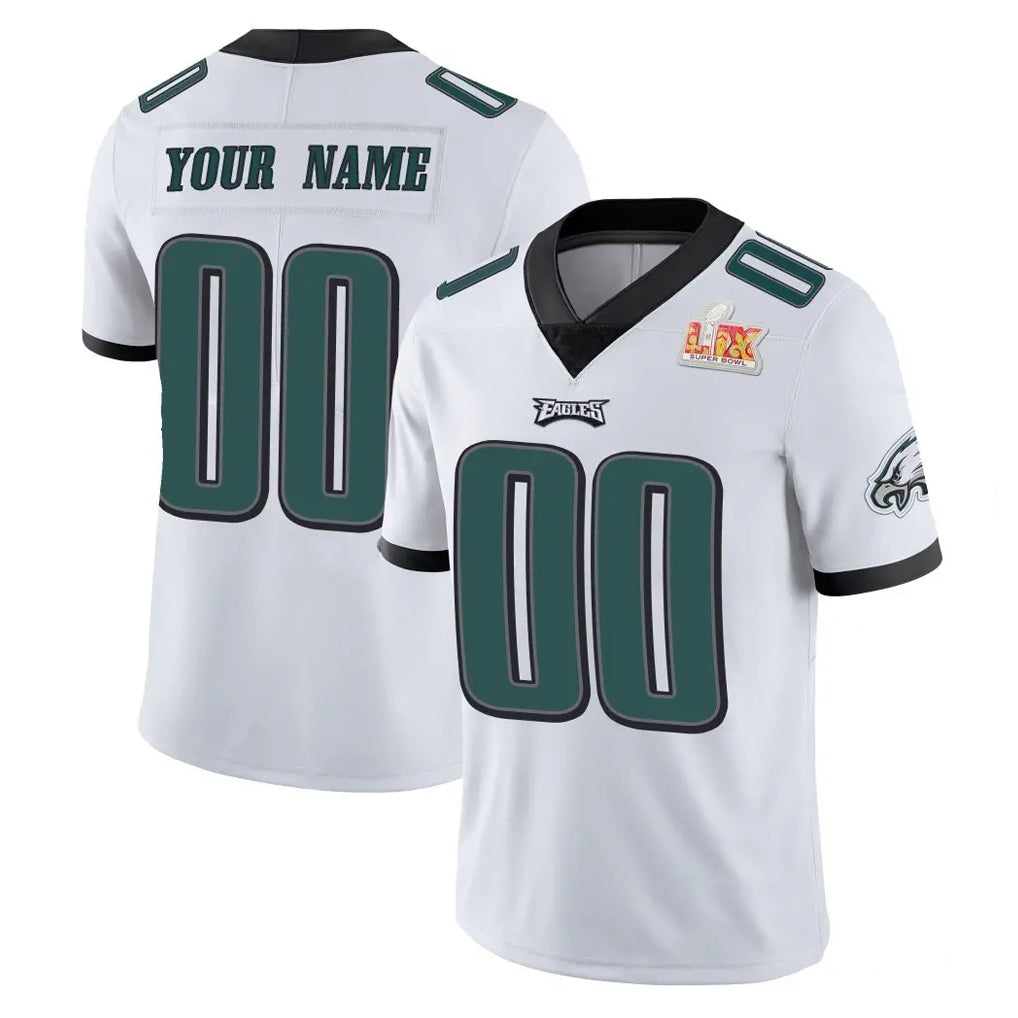 Kdoa Custom P.Eagles White Limited Vapor Untouchable Super Bowl LIX Home Game Any Name & Numbers Stitched Jerseys
