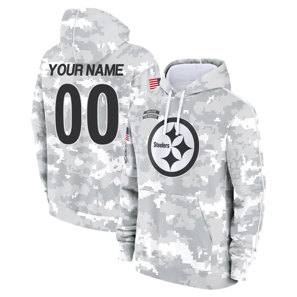 Kdoa Custom P.Steelers Arctic Camo Limited Salute to Service Pullover Hoodies Game Any Name & Numbers Stitched Jerseys