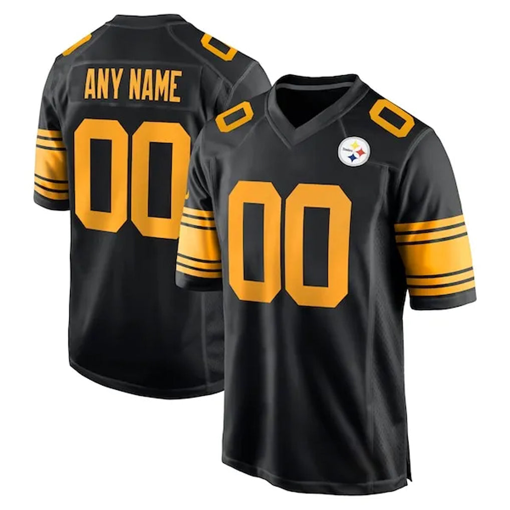 Kdoa Custom P.Steelers Black Color Rush Home Game Any Name & Numbers Stitched Jerseys