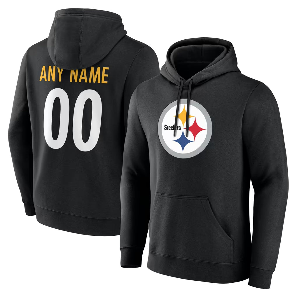 Kdoa Custom P.Steelers Blck LOGO Pullover Hoodies Limited Any Name & Numbers Stitched Jerseys