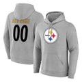 Kdoa Custom P.Steelers Gray LOGO Pullover Hoodies Limited Any Name & Numbers Stitched Jerseys