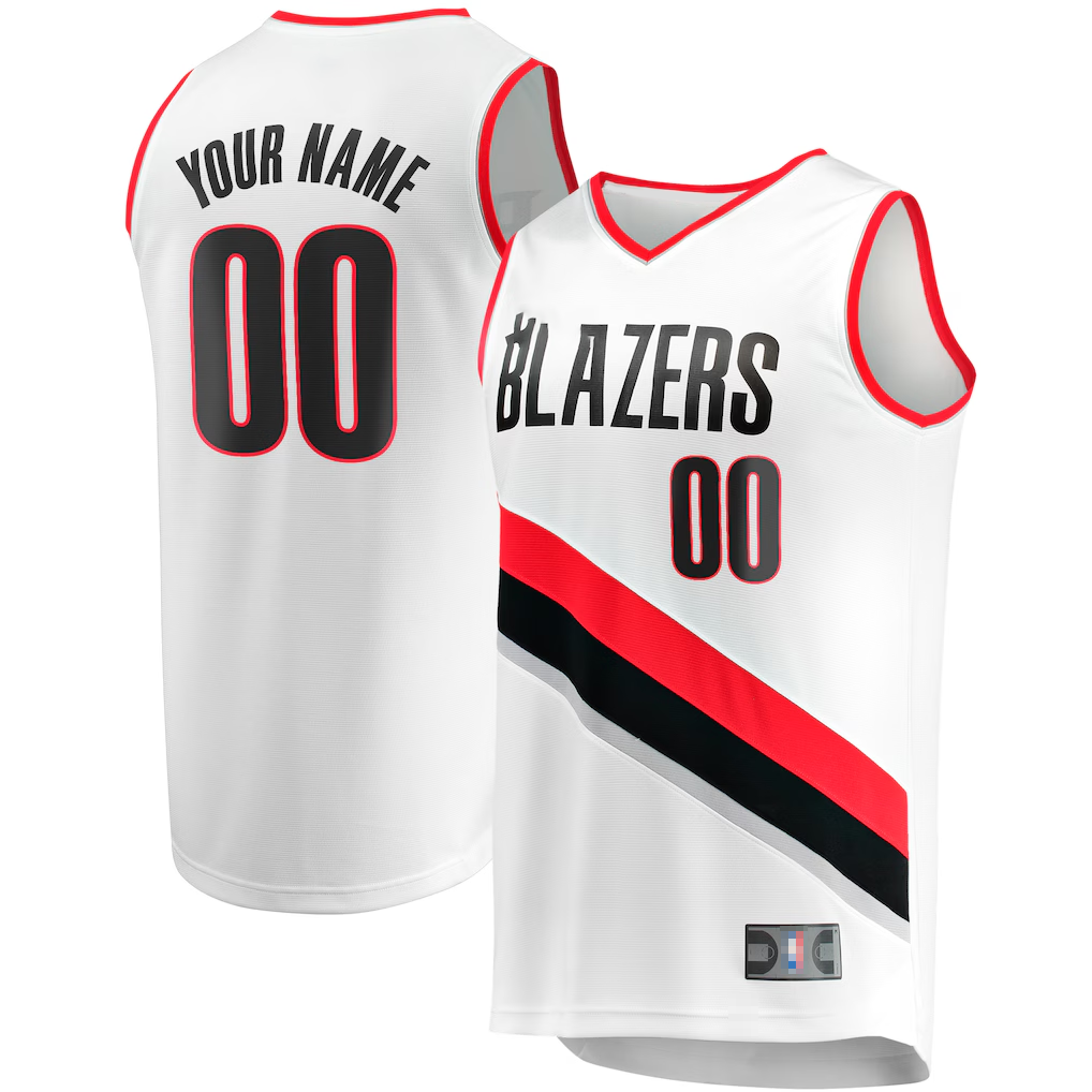 Kdoa Custom PT.Blazers Fanatics White Fast Break Replica Jerseys - Association Edition