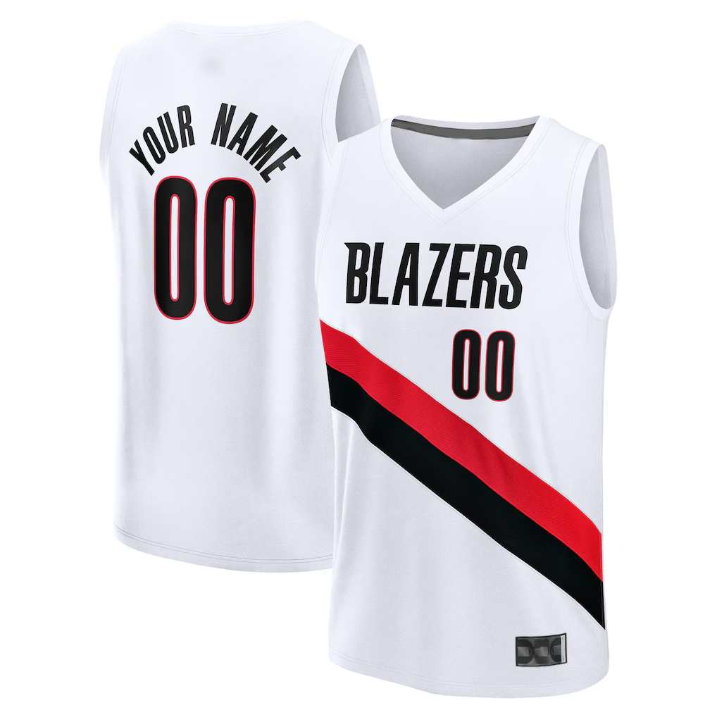 Kdoa Custom PT.Blazers Fanatics White Fast Break Replica Jerseys - Association Edition