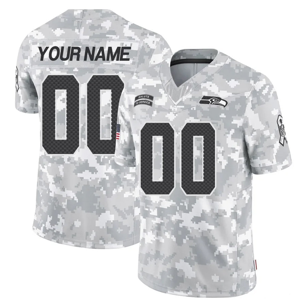 Kdoa Custom S.Seahawks Arctic Camo Limited Salute To Service Home Game Any Name & Numbers Stitched Jerseys