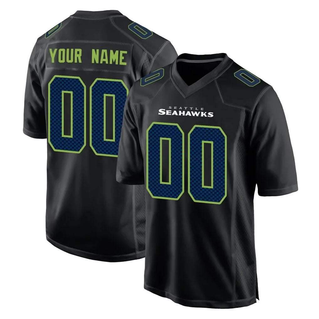 Kdoa Custom S.Seahawks Black Limited Fashion Home Game Any Name & Numbers Stitched Jerseys