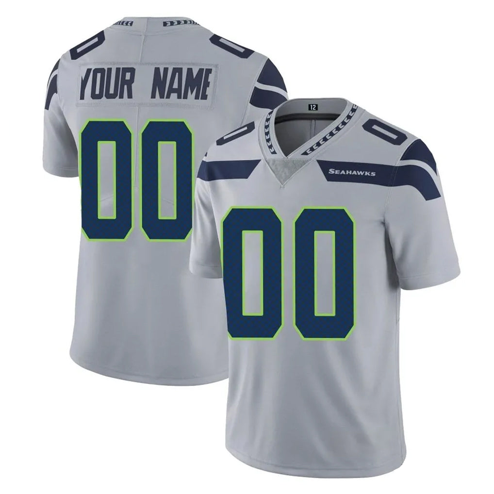 Kdoa Custom S.Seahawks Gray Limited Vapor Untouchable Home Game Any Name & Numbers Stitched Jerseys