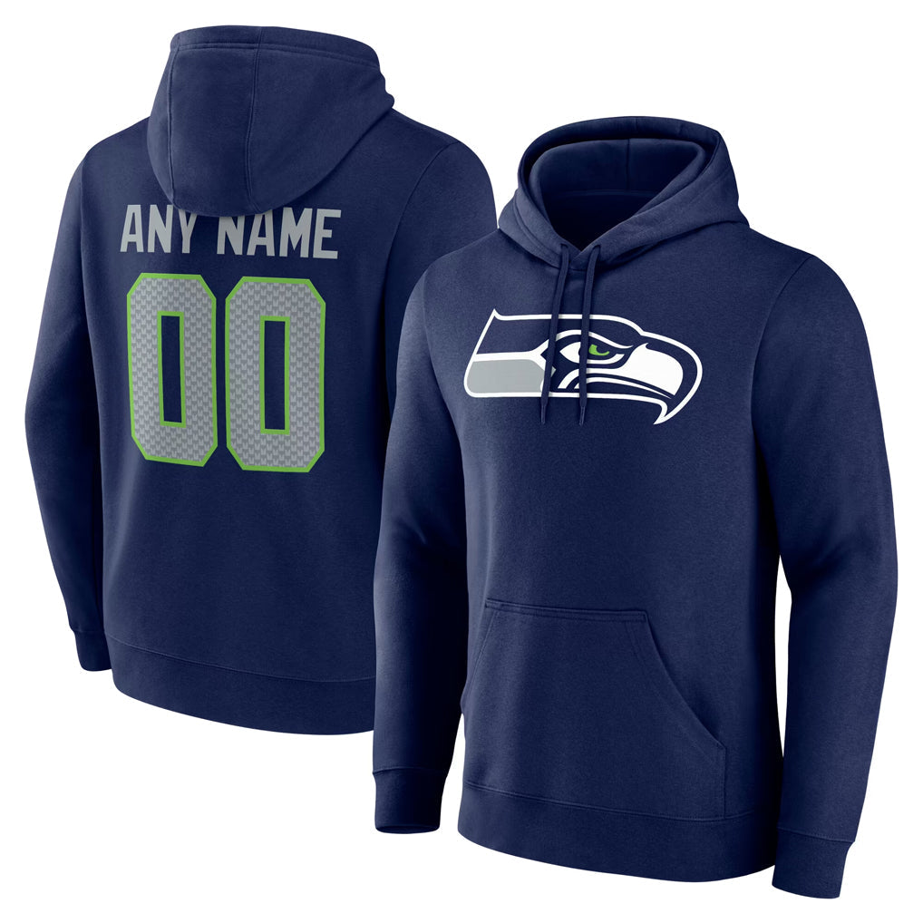 Kdoa Custom S.Seahawks Navy Pullover Hoodies Game Any Name & Numbers Stitched Jerseys