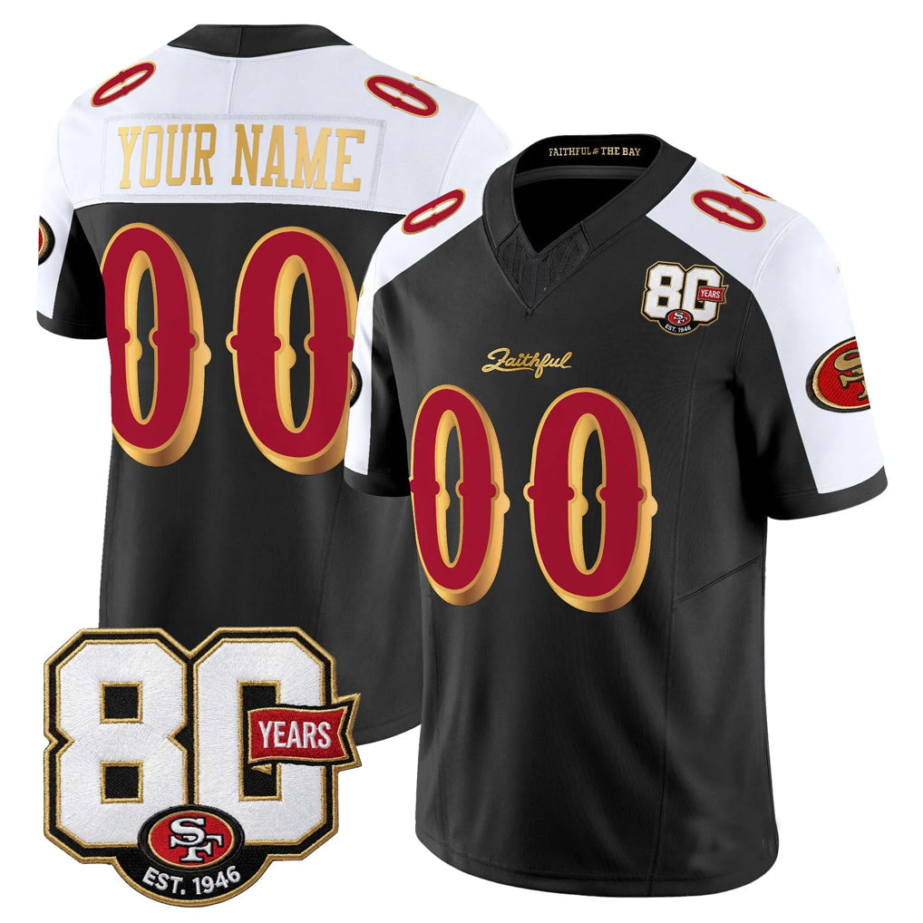 Kdoa Custom SF.49ers Black-White Limited 80th Rivalries Collection Home Game Any Name & Numbers Stitched Jerseys