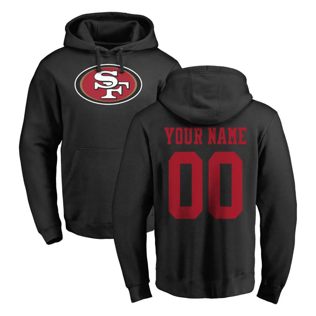 Kdoa Custom SF.49ers Black LOGO Pullover Hoodies Home Game Any Name & Numbers Stitched Jerseys