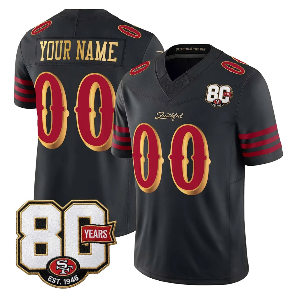 Kdoa Custom SF.49ers Black Limited 80th Rivalries Collection Home Game Any Name & Numbers Stitched Jerseys