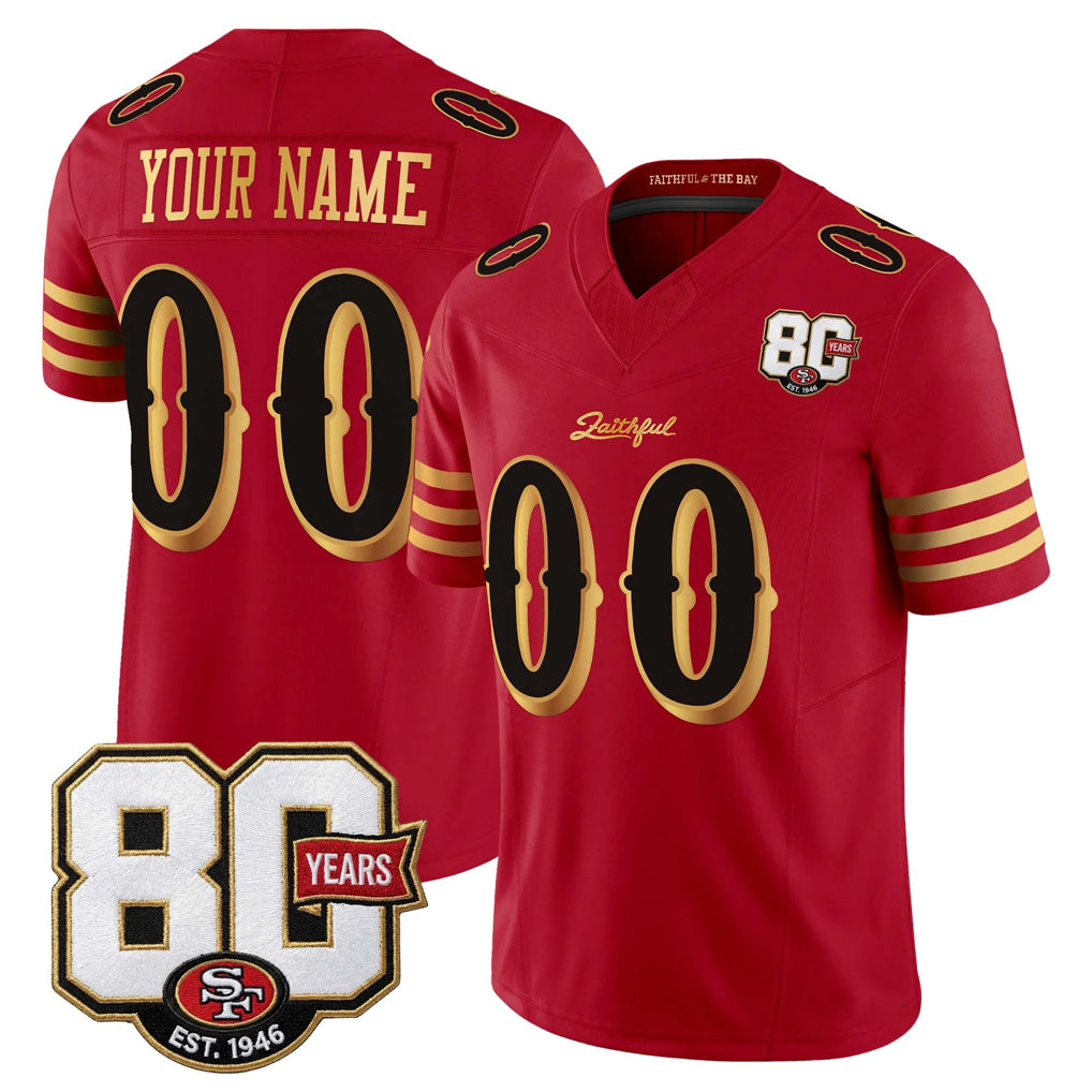 Kdoa Custom SF.49ers Red Limited 80th Rivalries Collection Home Game Any Name & Numbers Stitched Jerseys